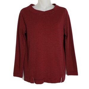 Talbots Petites Women's Top Size P Striped Red Blue Long Sleeve Crew Neck